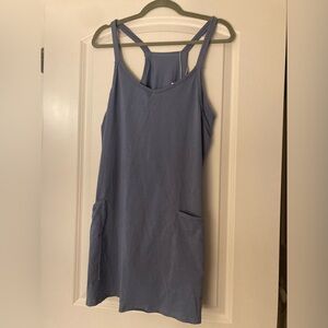 Blue Sleeveless Dress with Pockets